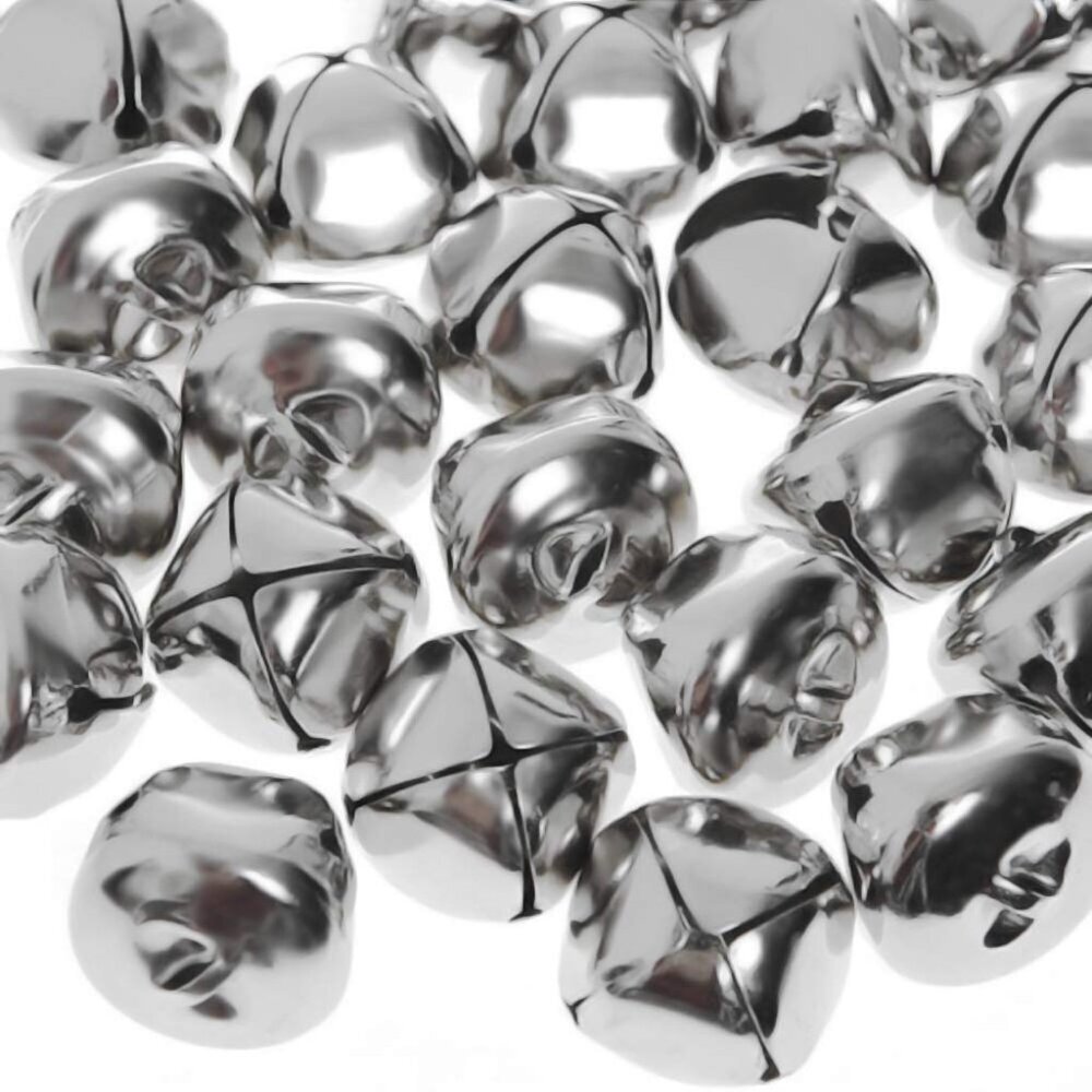Jumbo Silver Jingle Bells,24 pieces